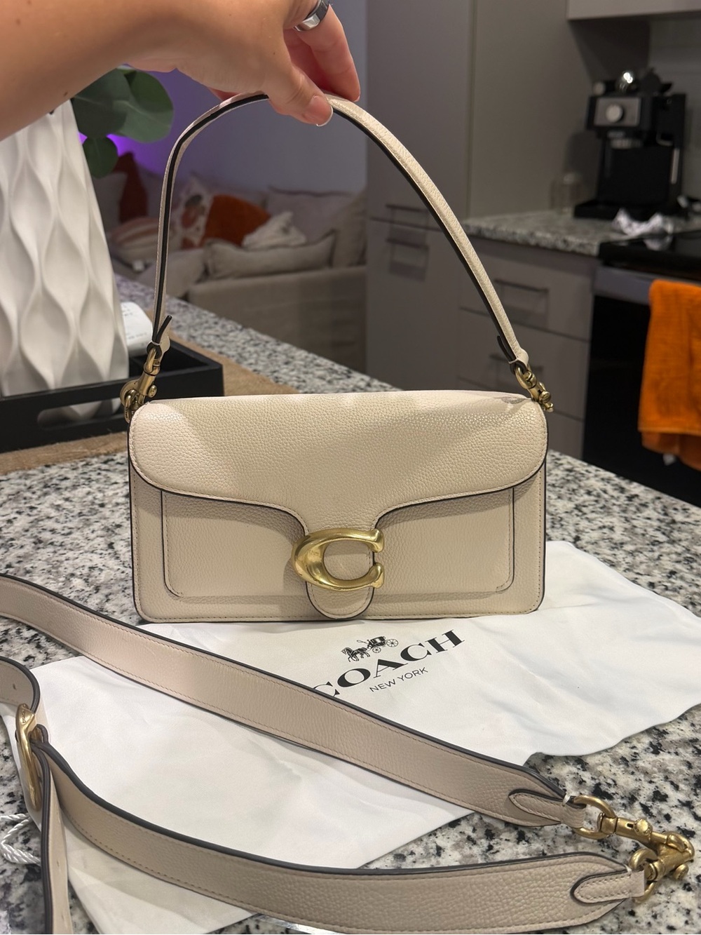 Coach Cream Pebbled Tabby 26 Leather Shoulder Bag with Strap & Dust Bag